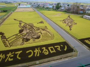 天守閣からの田んぼアート